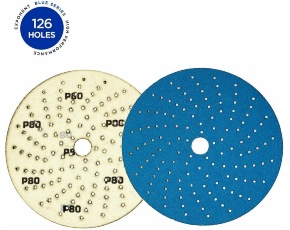 Круг абразивный Exp Blue Ceramic Paper Р400, Flow Multi-Air, 126 отв, 150мм /в уп.25