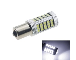 BA15s (P21W) 12V 1конт 66SMD 2835 диодов, линза, белая(поворот, стоп-сигнал)**