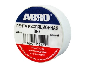 Изолента  ABRO  ЕТ-912 белая 19мм х 9,1м /в уп.10  /в кор.500