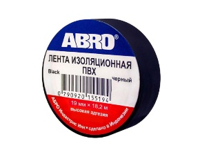 Изолента  ABRO ЕТ-912 черная 19мм х 18,2м  /в уп.10
